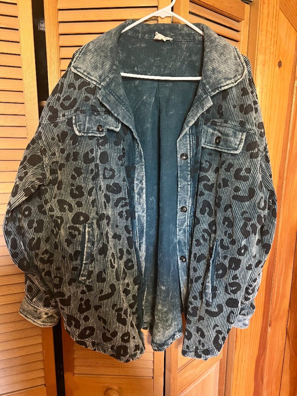 BiBi Leopard Denim Color Corduroy Jacket Sz XL
